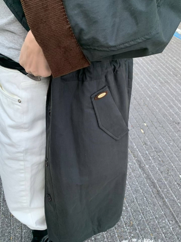 韓 配色領長版外套 3色