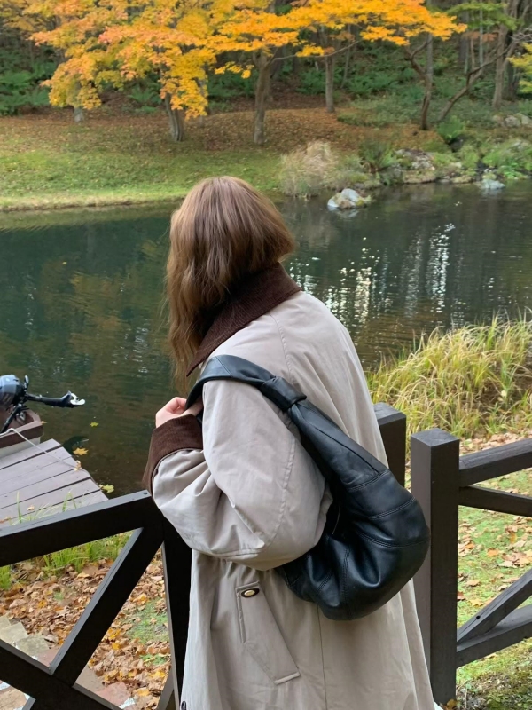 韓 配色領長版外套 3色