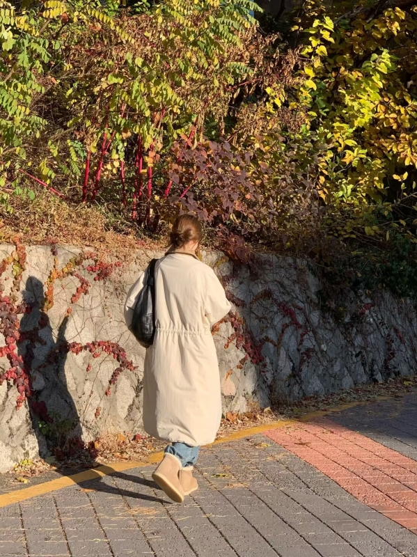 韓 配色領長版外套 3色