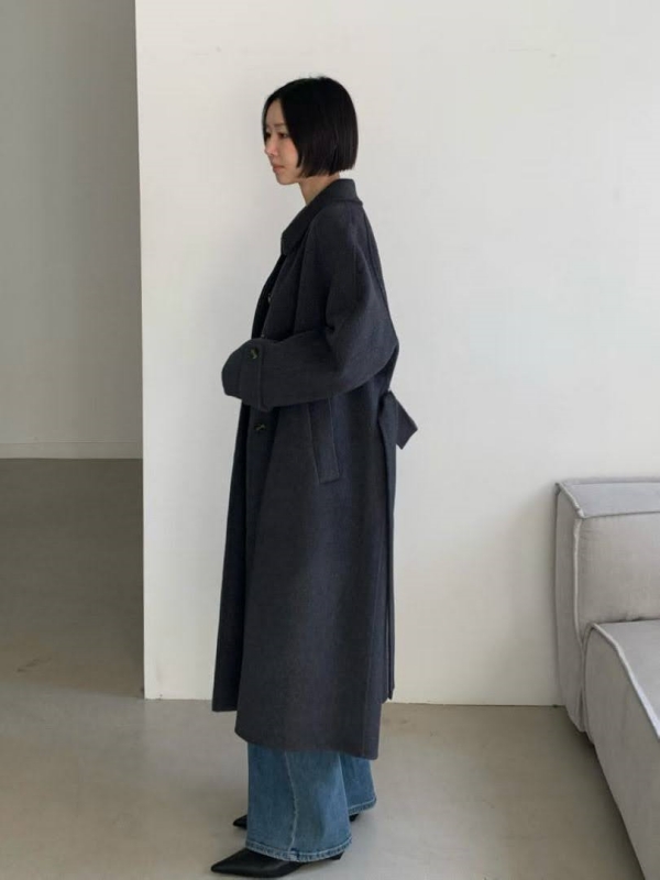 韓 素色手工長版外套 2色