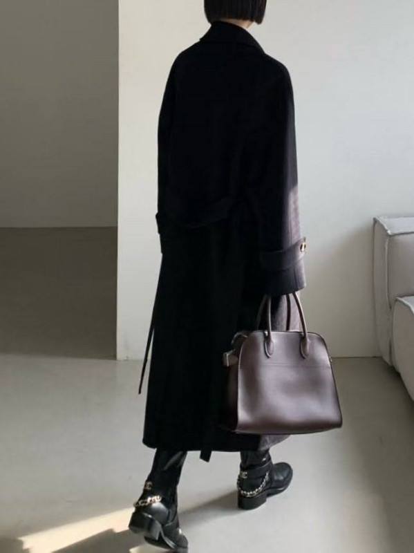 韓 素色手工長版外套 2色