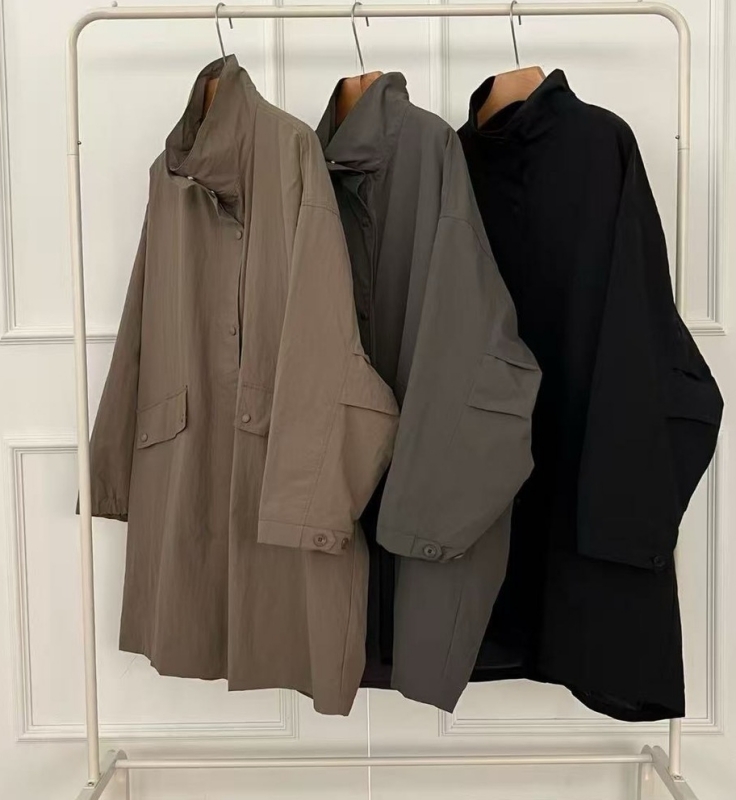 韓 立領長版風衣外套 3色