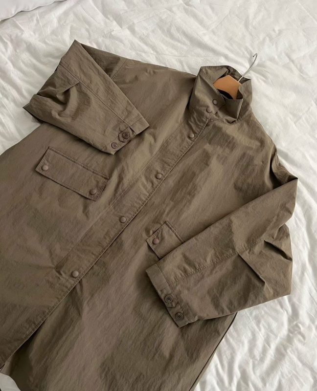 韓 立領長版風衣外套 3色