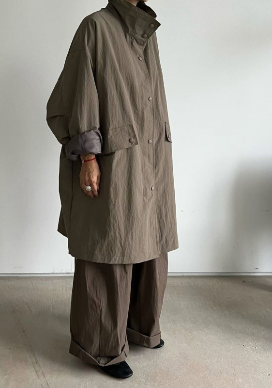 韓 立領長版風衣外套 3色