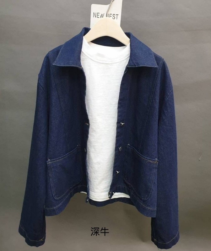 韓 有領小V牛仔外套 2色 size