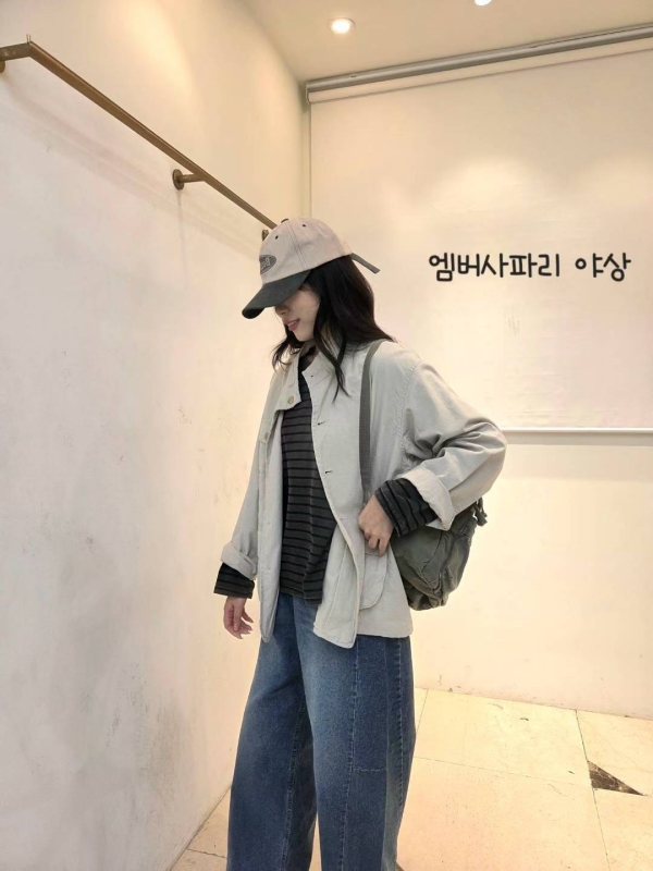 韓 小立領前口袋外套 3色
