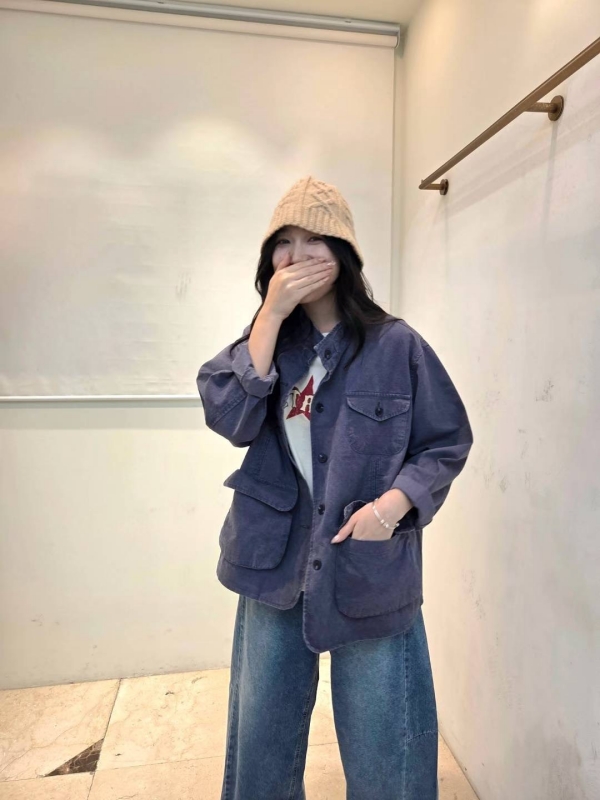 韓 小立領前口袋外套 3色