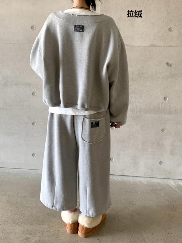 韓 四扣棉質短版外套 2色