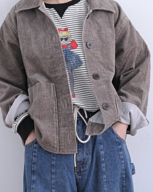 韓 燈心絨短版外套 2色 size