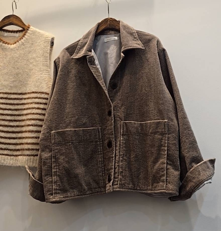 韓 燈心絨短版外套 2色 size