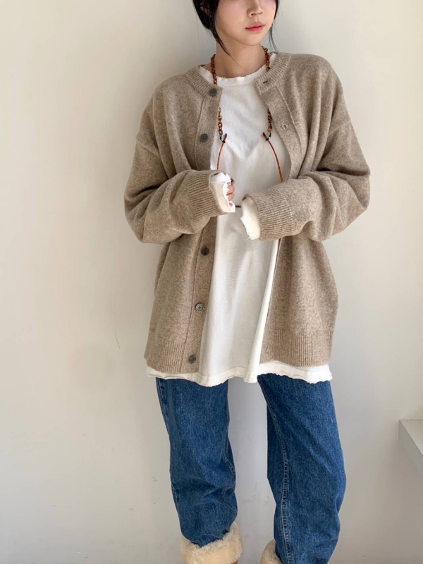 韓 素色中長版外套 6色