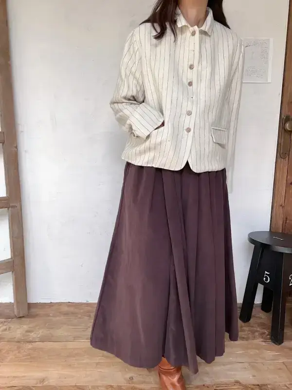 韓 直條短版有領外套 2色