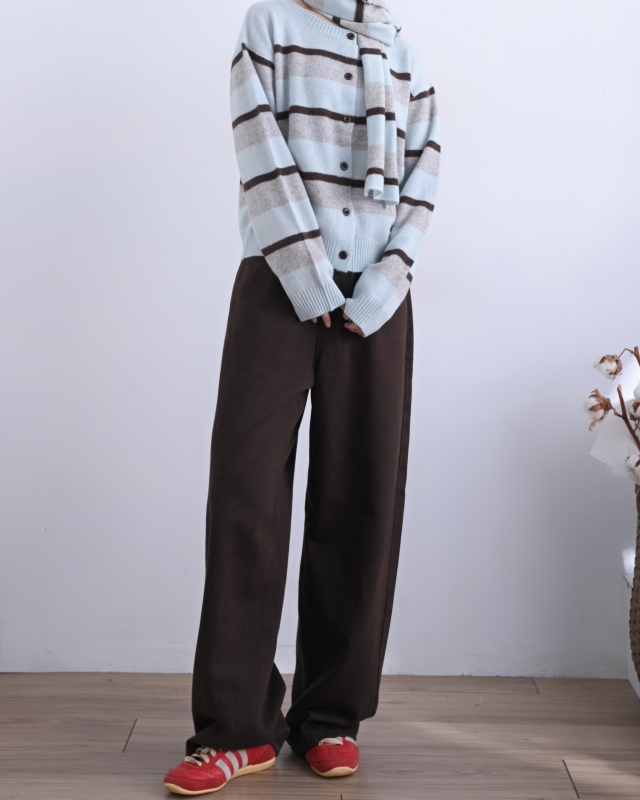 韓 附圍巾條文小外套 2色 size