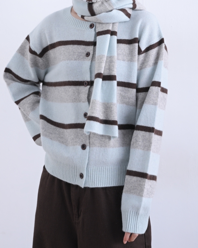 韓 附圍巾條文小外套 2色 size