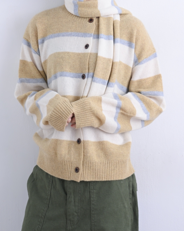 韓 附圍巾條文小外套 2色 size