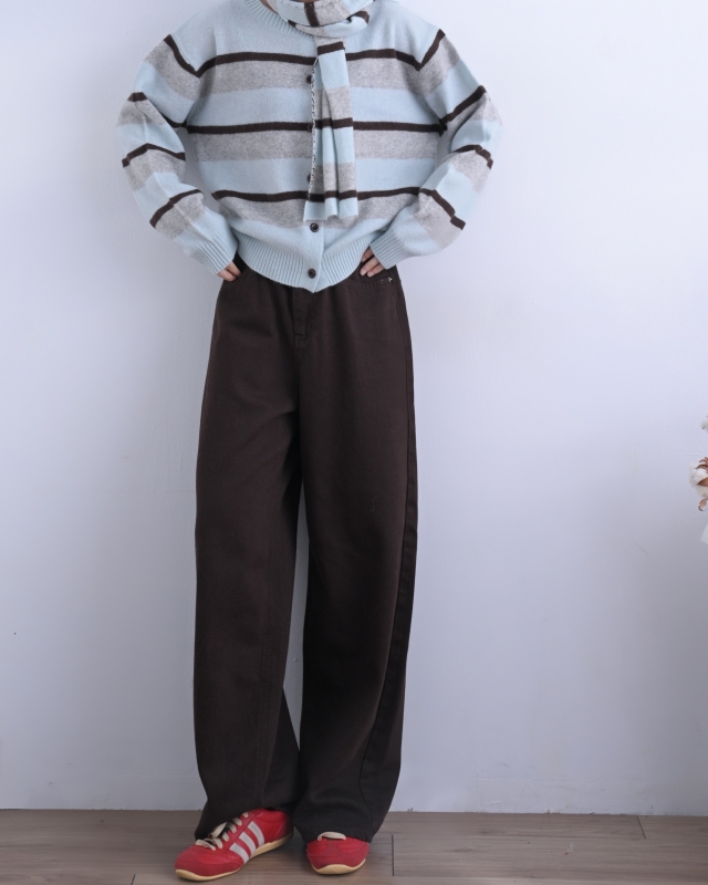 韓 附圍巾條文小外套 2色 size