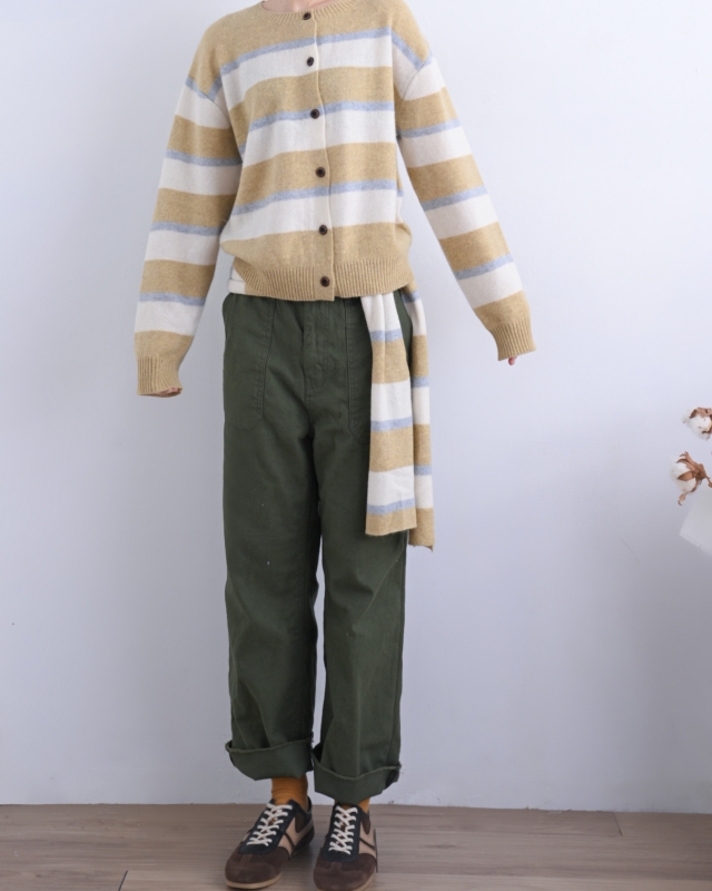 韓 附圍巾條文小外套 2色 size