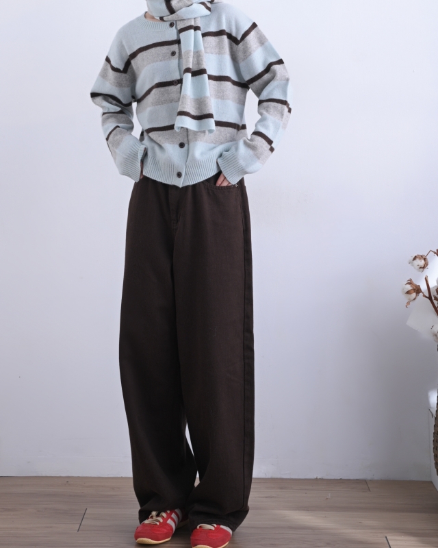 韓 附圍巾條文小外套 2色 size