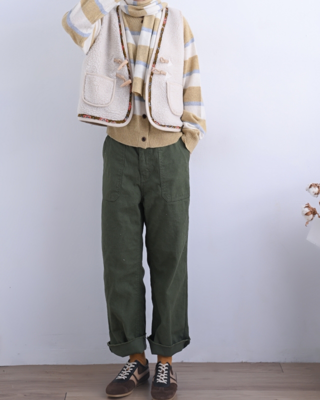 韓 附圍巾條文小外套 2色 size