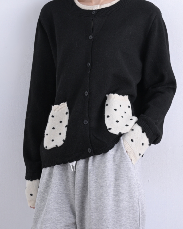 韓 假兩件式點點口袋小外套 size