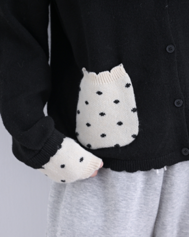 韓 假兩件式點點口袋小外套 size