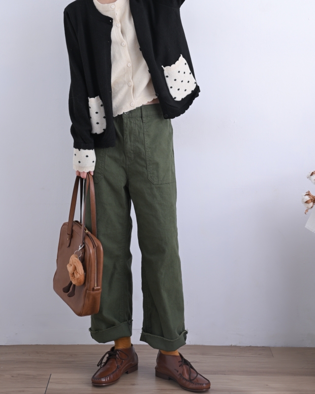 韓 假兩件式點點口袋小外套 size