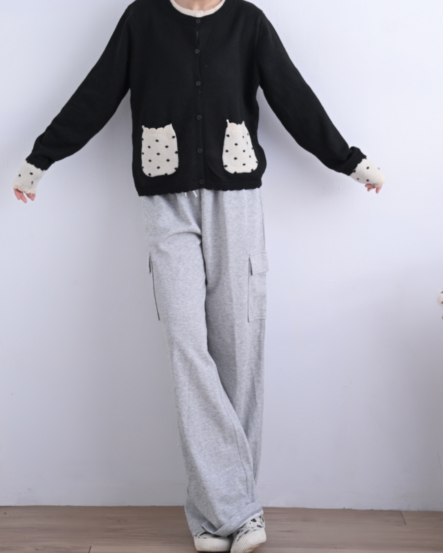 韓 假兩件式點點口袋小外套 size