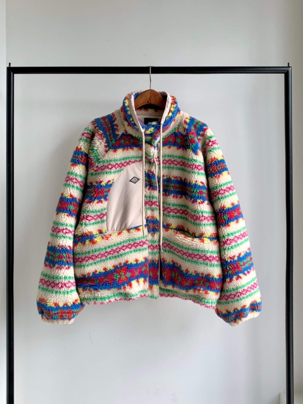 韓 小短毛印花圖騰外套