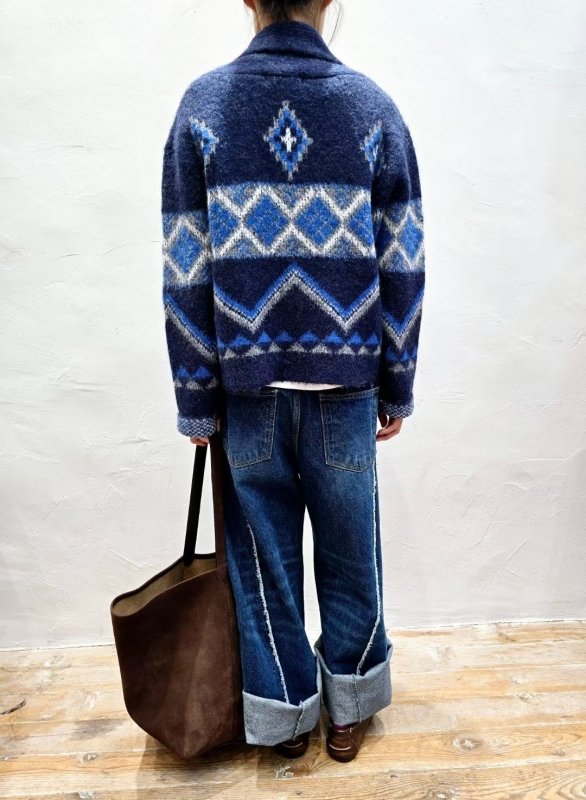 韓 圖騰印花V領外套 2色