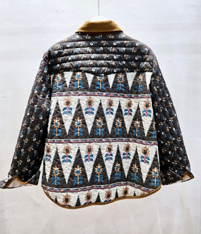 韓 小花毛毛口袋襯衫外套