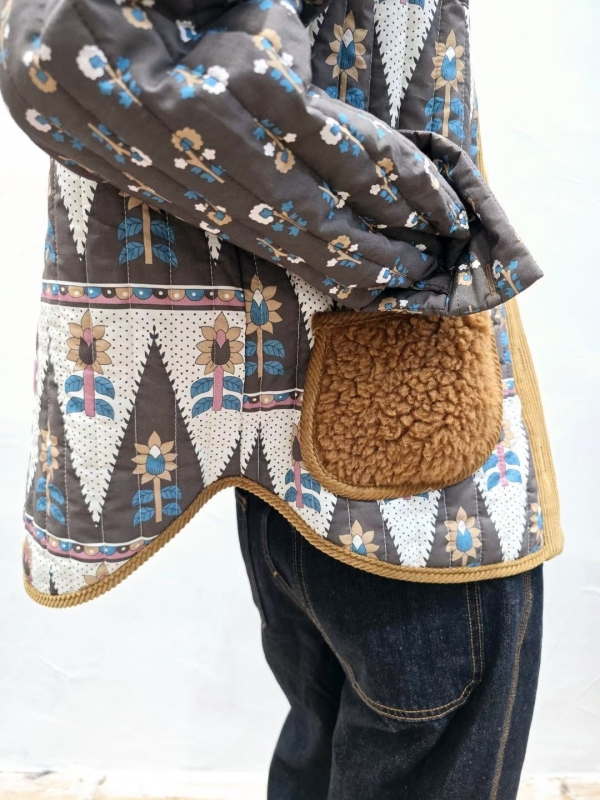 韓 小花毛毛口袋襯衫外套