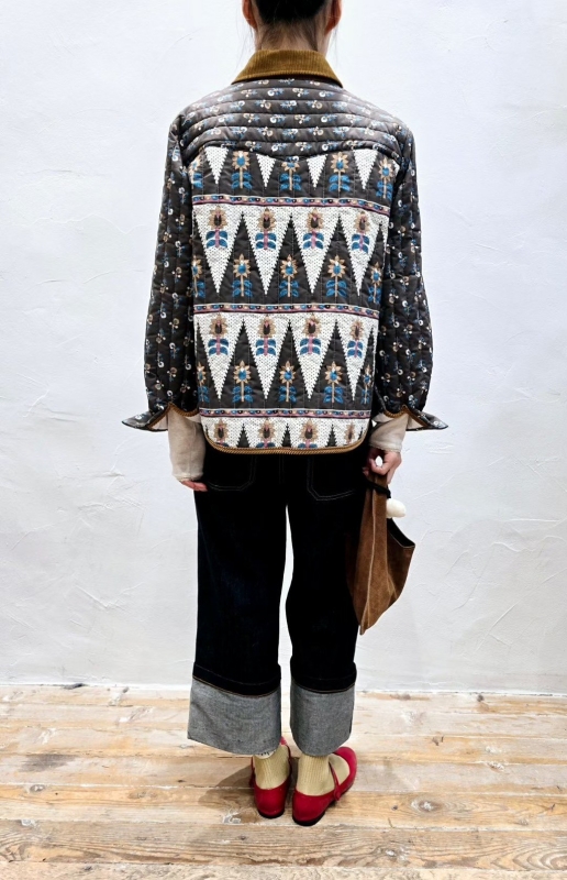 韓 小花毛毛口袋襯衫外套