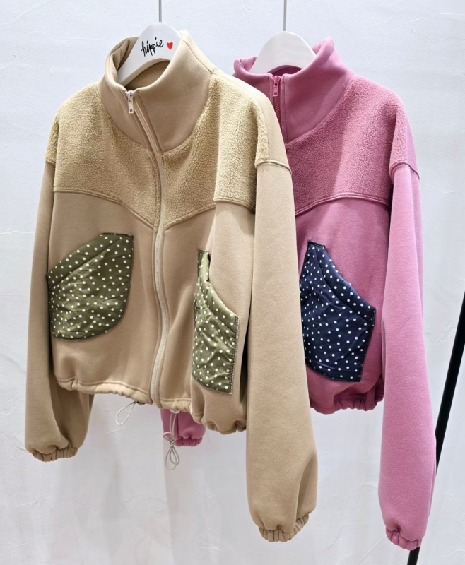 韓 點點口袋短版外套 2色