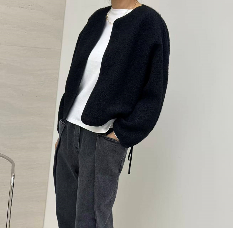 韓 珍珠毛料抽繩外套 4色 size