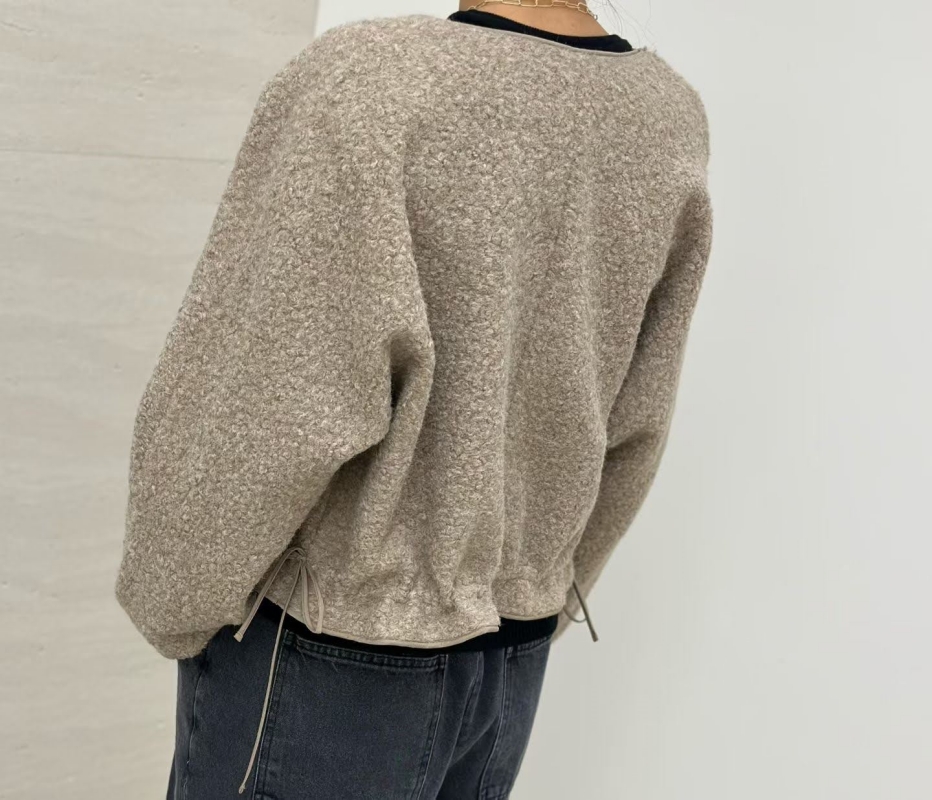 韓 珍珠毛料抽繩外套 4色 size