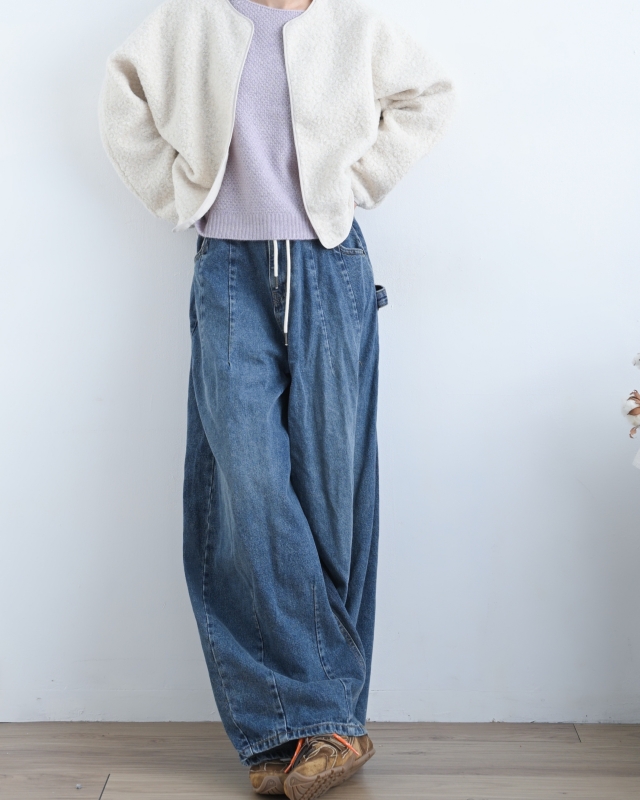 韓 珍珠毛料抽繩外套 4色 size