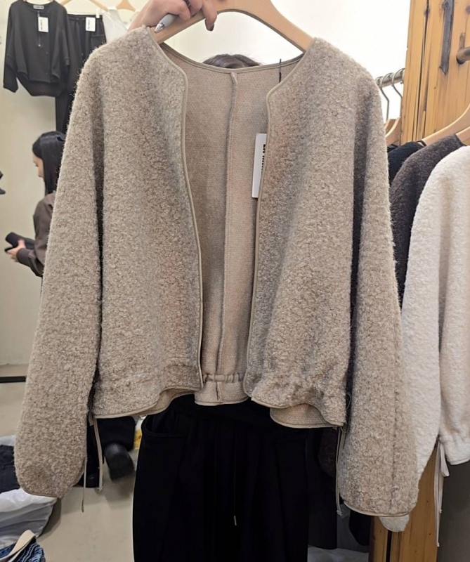 韓 珍珠毛料抽繩外套 4色 size