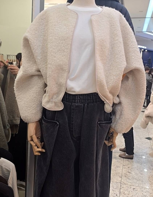 韓 珍珠毛料抽繩外套 4色 size