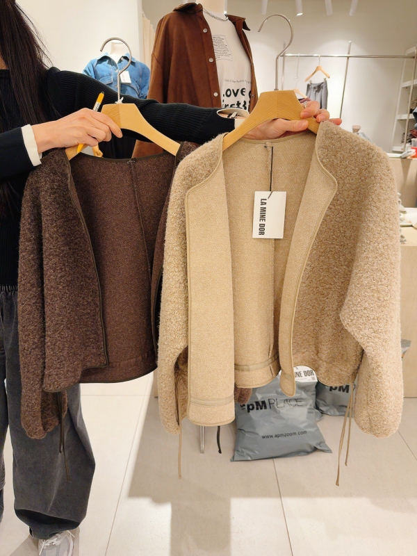 韓 珍珠毛料抽繩外套 4色 size