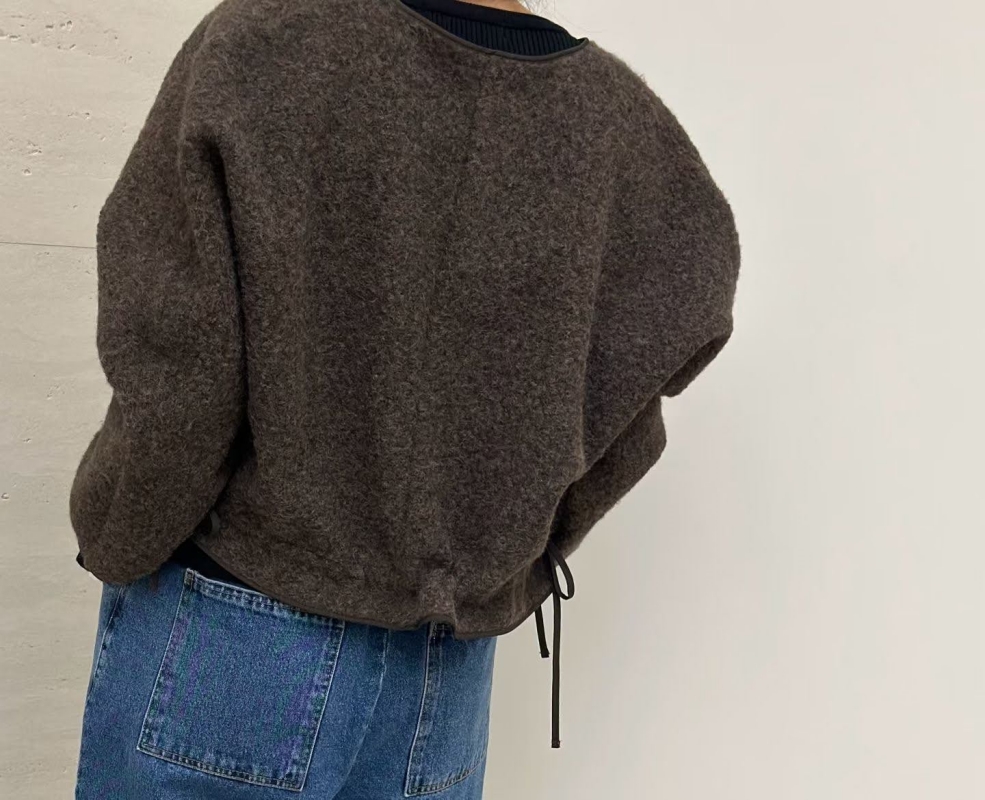 韓 珍珠毛料抽繩外套 4色 size