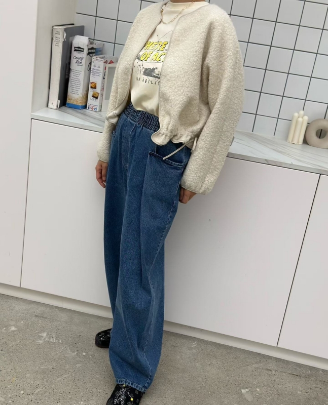 韓 珍珠毛料抽繩外套 4色 size