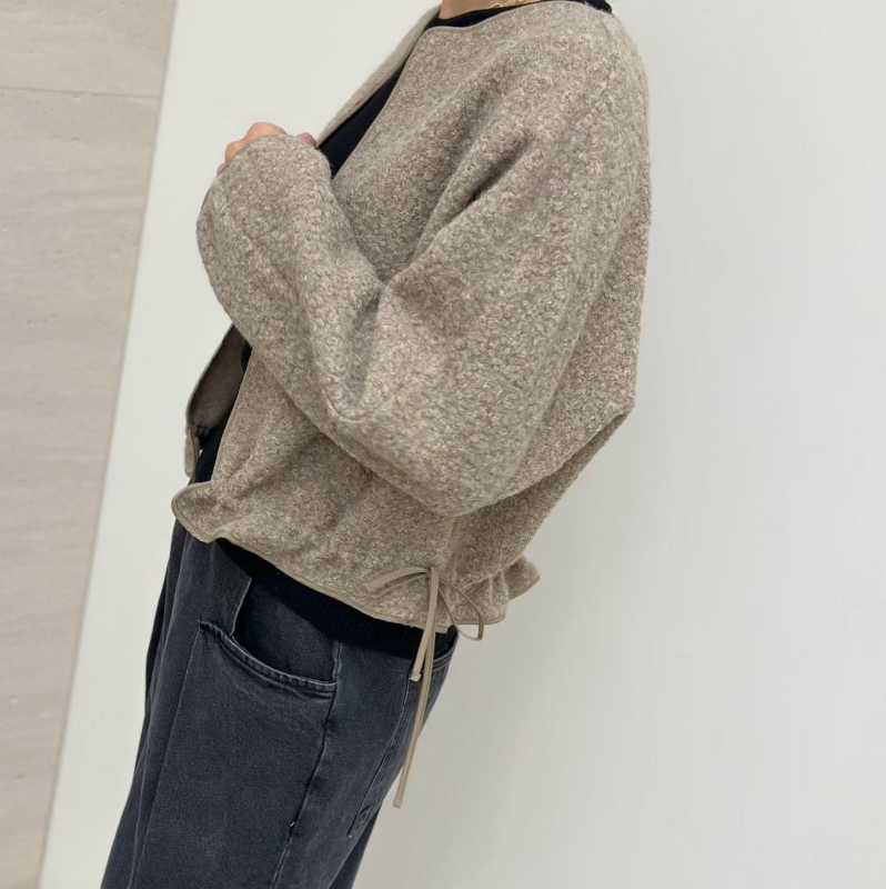 韓 珍珠毛料抽繩外套 4色 size