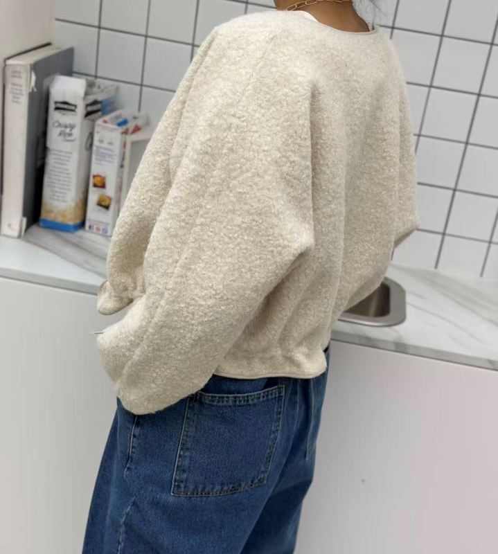 韓 珍珠毛料抽繩外套 4色 size