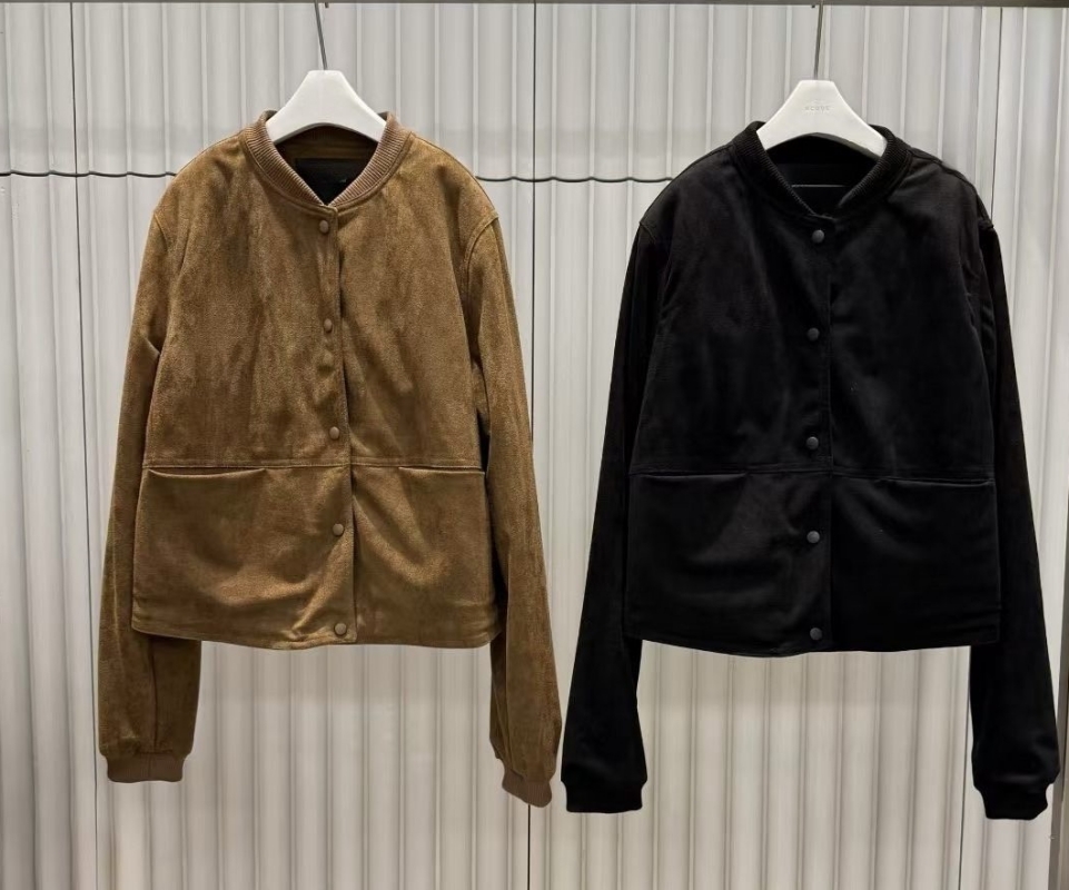 韓 麂皮圓領短版外套 2色 size