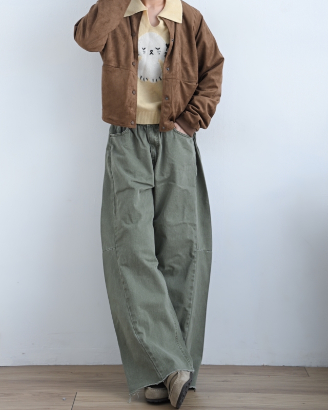 韓 麂皮圓領短版外套 2色 size