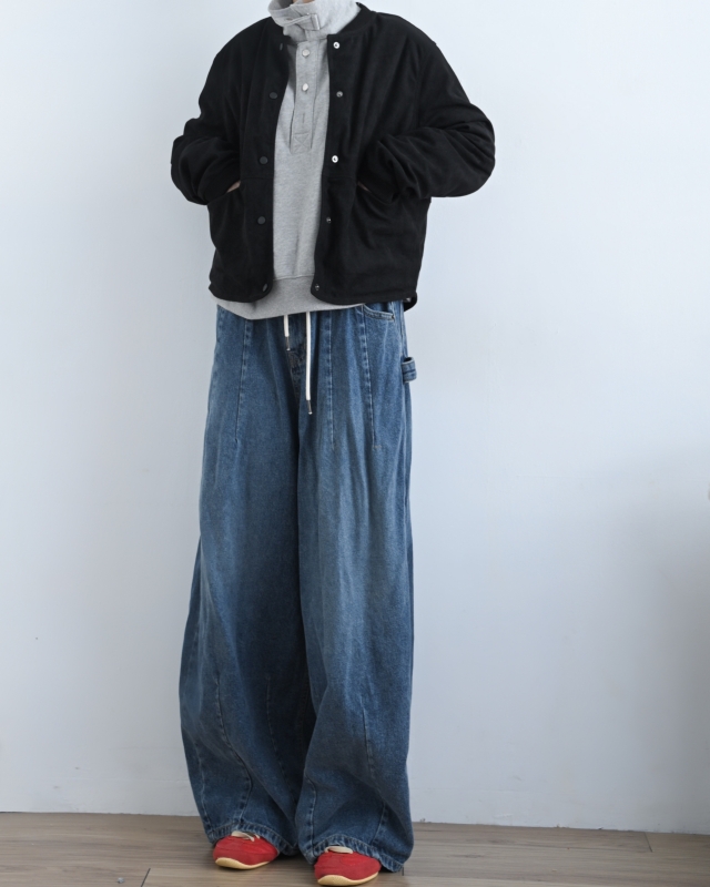 韓 麂皮圓領短版外套 2色 size