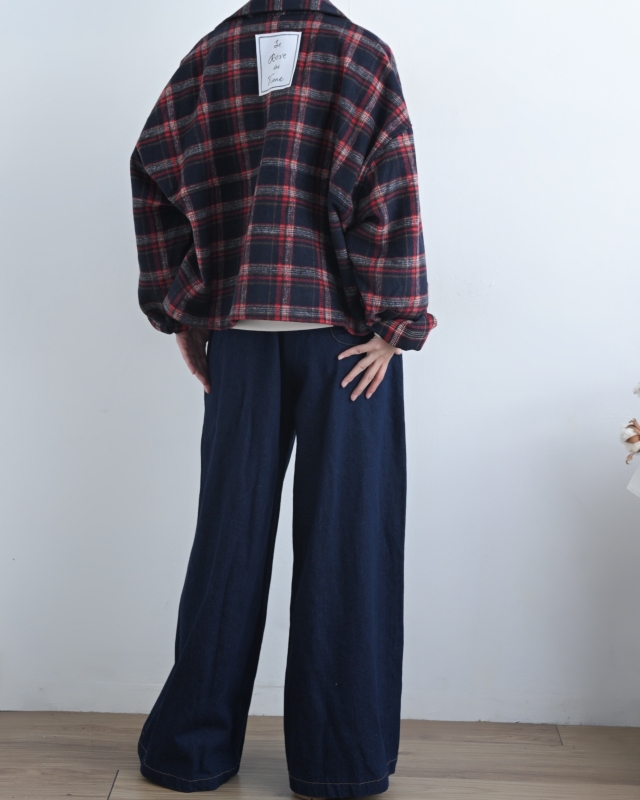 韓 後貼布格文襯衫外套 size