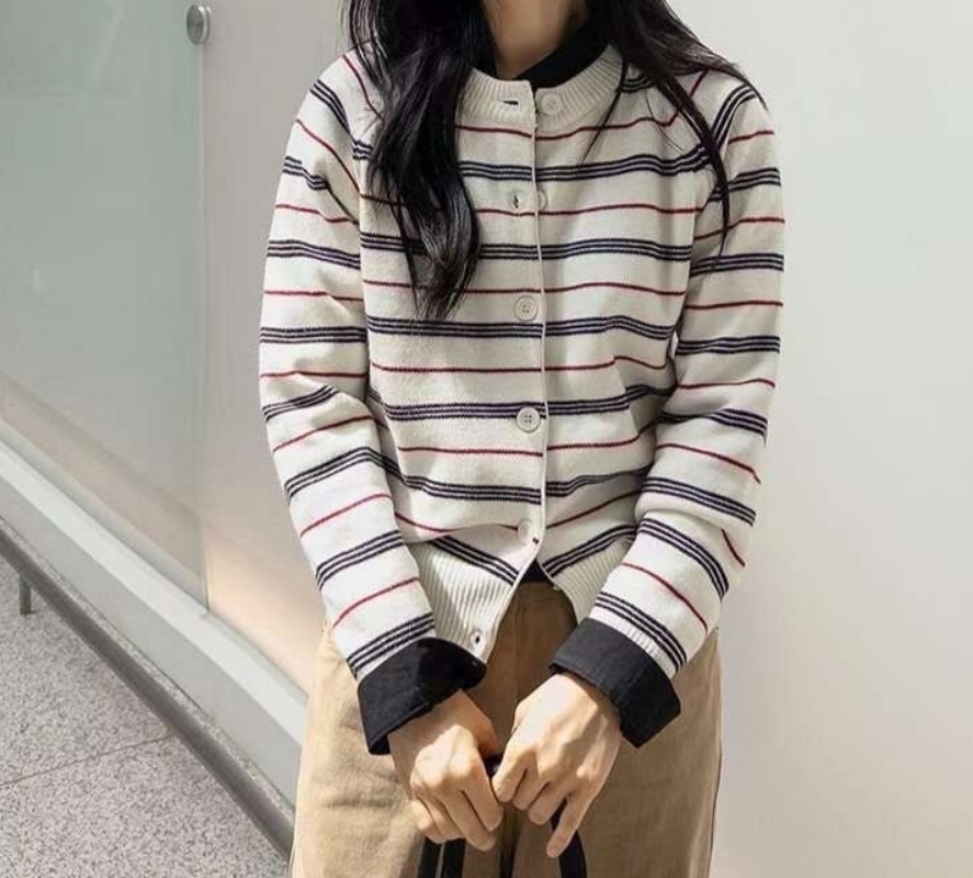 韓 細條文短版外套 2色 size