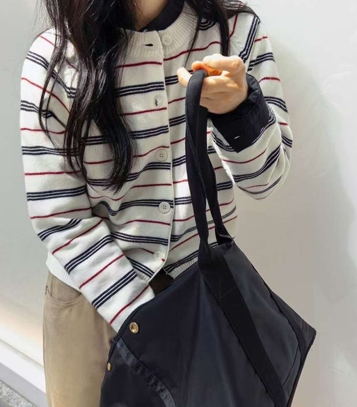 韓 細條文短版外套 2色 size