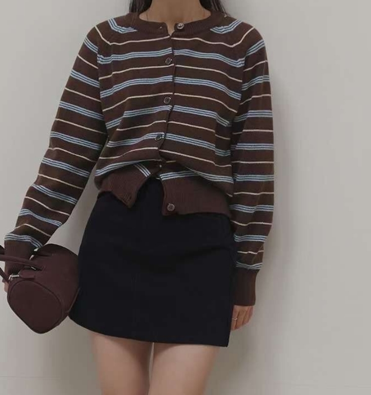 韓 細條文短版外套 2色 size